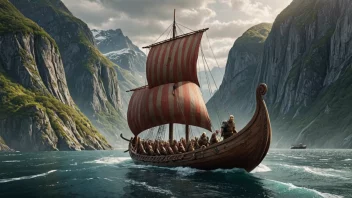 Et vikingskip som seiler gjennom norske fjorder.