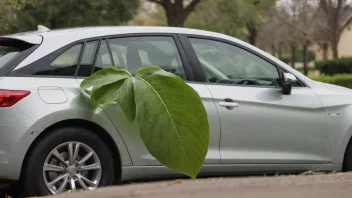 En bil med et grønt blad på siden, som representerer miljøvennlig transport.