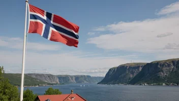 Et bilde av et norsk flagg som vifter i vinden, symboliserer uavhengighet og nasjonal stolthet.