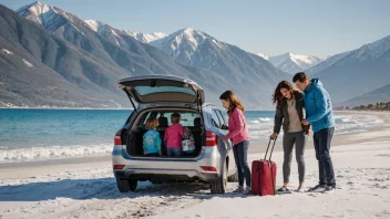 En familie som pakker bilen for en helligdagsreise.