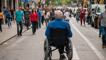 En person i rullestol som møter mobilitetsbegrensninger i en trang gate.