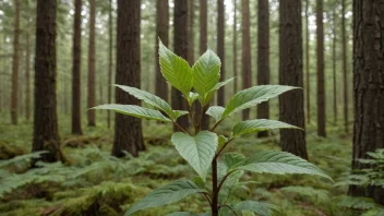 En illustrasjon av en børslekplante som vokser i en skog.