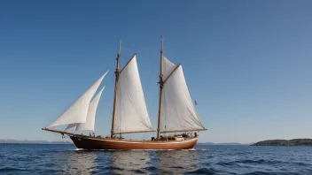 En tradisjonell norsk trebåt som seiler på en rolig sjø.