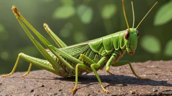 Et bilde av en gresshoppe fra Acrididae-familien, som viser dens særlige kjennetegn og farger.