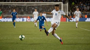 En fotballspiller i aksjon, som sparker ballen mot målet