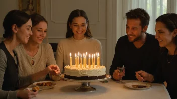 En feiring av navnefestelse, en norsk tradisjon hvor venner og familie samles for å feire en persons navnedag.