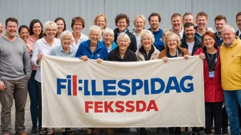 En fargerik illustrasjon av mennesker som feirer fellesskapsdag