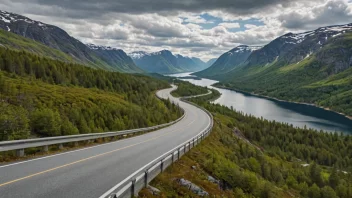 En fredelig landskapsvei i Norge