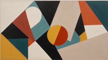 Et abstrakt kunstverk med sterke, kontrasterende farger og geometriske former, som illustrerer konseptet med juxtaposisjon.