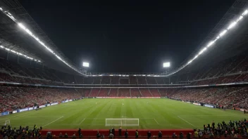 Et fotballstadion med høyspenningsbelysning