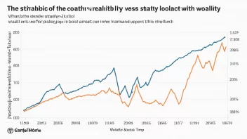 En graf som viser stabiliteten av et lands formue over tid, med en jevn økning i formue og en lav volatilitet.