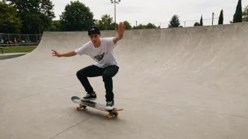 En person som utfører et triks på en skateboard i en skatepark.