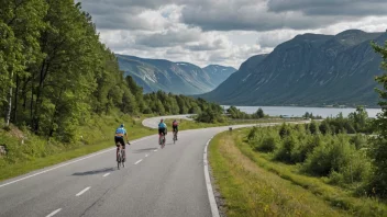 En sykkelsti langs en landevei i Norge