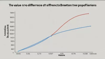 En graf som viser verdiforskjellen mellom to produkter.