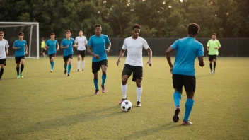 Fotballspillere under trening på en fotballbane.