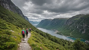 Et vakkert landskap av et populært tursted i Norge.