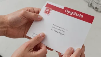 En person som holder et brev med et rødt stempel som sier 'oppsigelse' på norsk