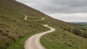 Et fredelig og rolig bilde av en svingete sti eller vei i en naturlig omgivelse.