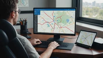 En person som optimaliserer kjøreruter på en datamaskin.