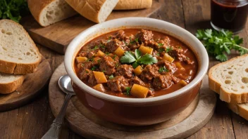 En deilig og næringsrik bolle med goulash, perfekt for en kald vinterdag.