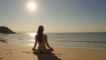 En fredelig strandscene med en person som nyter solen og sjøen.