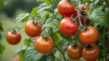 En tomatplante med flere tomater som vokser på den.