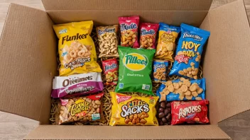 En stor pakke fylt med ulike snacks og andre produkter