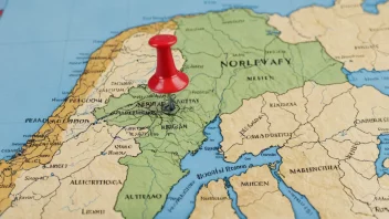 Et kart over Norge med flere regioner markert, hver representert av en lederregion, med en leder eller en gruppe mennesker i forgrunnen, som symboliserer ledelse og samarbeid.