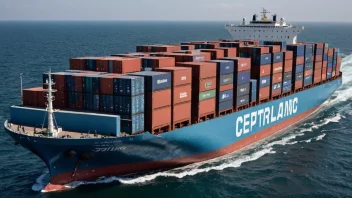 Containerskip som frakter teknologi-eksport over havet.