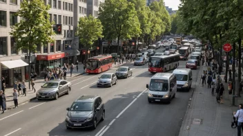 En travel gate i Oslo med mye trafikk.