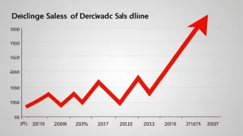 En graf som viser en nedgang i salg over et år.