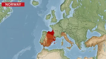 Et kart over Norge og dets naboland, som viser de internasjonale grensene.