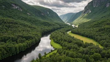 Et pittoreskt bilde av Lysakerelva i Norge.