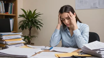 En person som opplever arbeidsspanning og stress på jobben.