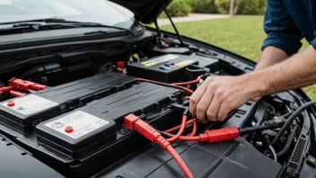 En person som bruker startkabler for å starte en bil med død batteri.