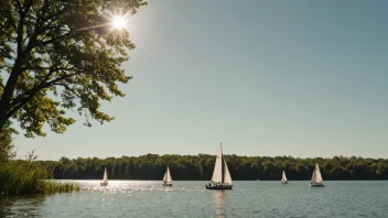 En fredelig og idyllisk scene av mennesker som nyter rekreasjonseiling.