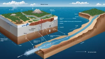 En illustrasjon av prosessen med fuktighetsoverføring fra havet til land.