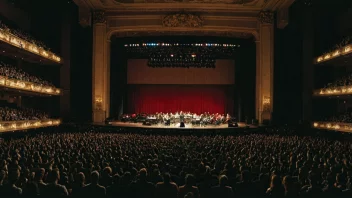 Et konserthus med et band som spiller på scenen.