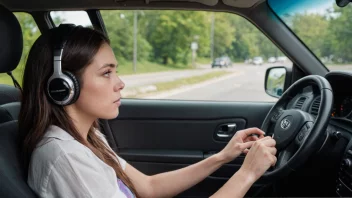 En person som kjører bil og lytter til en trafikkrapport på radioen