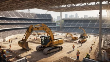 Et bilde av en arena eller et stadion under oppgradering.