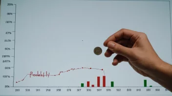 En person som flipper en mynt, med et sannsynlighetsdiagram i bakgrunnen, som illustrerer begrepet sannsynlighet.