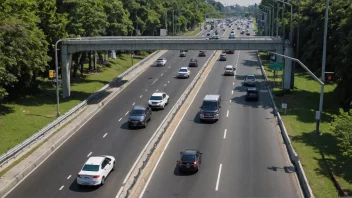 Et trafikovervåkningssystem med kameraer og sensorer for å spore trafikkstrømmen og sikre sikkerheten.