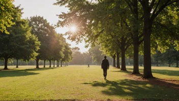 En person som tar en avslappende morgenspaser i en park