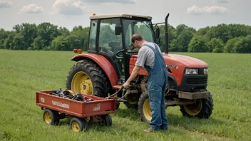 Landbrukstekniker som arbeider på en traktor i et jorde.