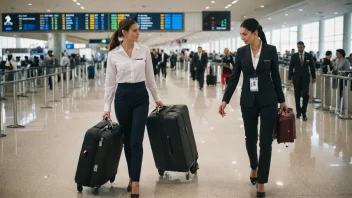 En flyassistent hjelper en passasjer med bagasjen sin på en flyplass.