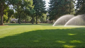 Et bilde av et vakkert vanningsområde med et sprinkleranlegg.