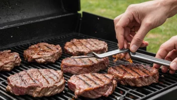 En grilltang er et langt, metallredskap som brukes til å håndtere mat på en grill.