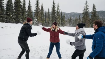 En morsom og leken snøkampscene.