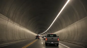 Et bilde av en tunnel med tung trafikk.