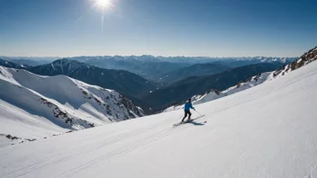 En person som går på ski i fjellet.